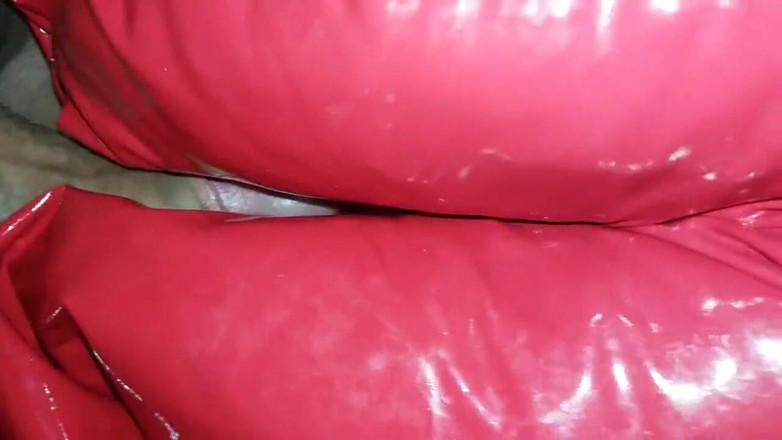 Naxy: Red shiny pants fucked without cumming