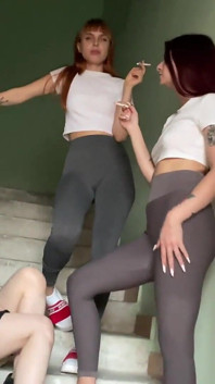 Badass Girls Humiliation Lesbian Slut - Spitting and Human Ashtray Dirty Lezdom
