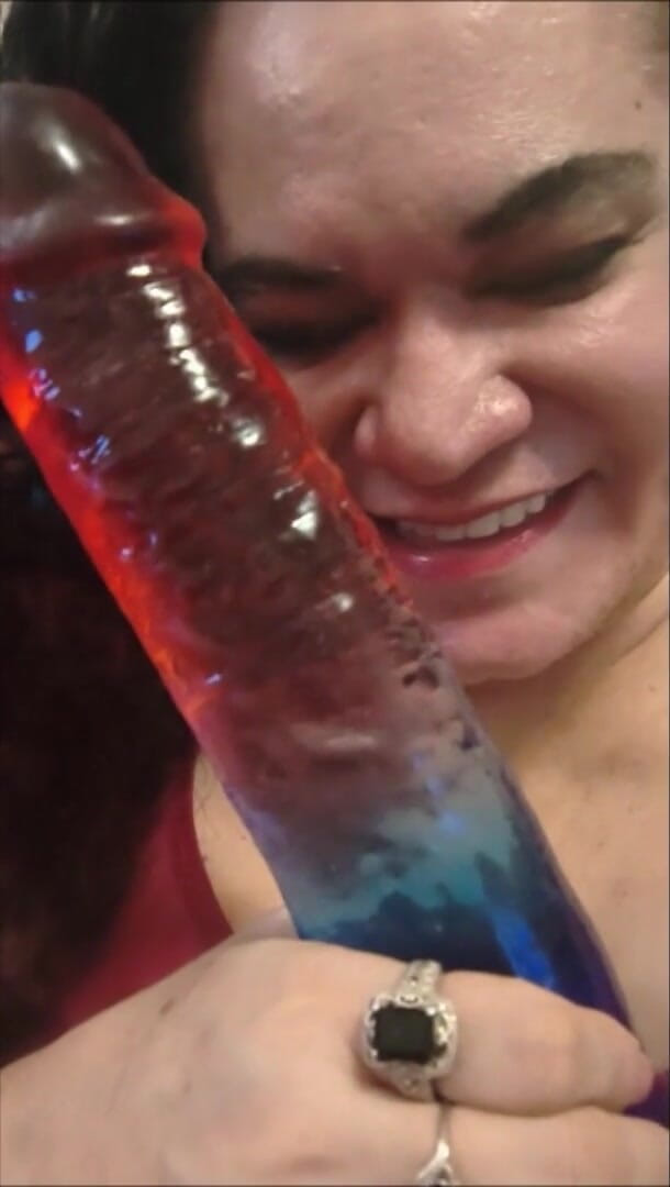 Haydee Rodriguez: Huge Red White and Blue Dildo