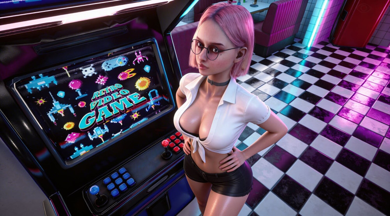 Hentaigamer18: Heißes teen im retro Café 3D Hentai gefickt