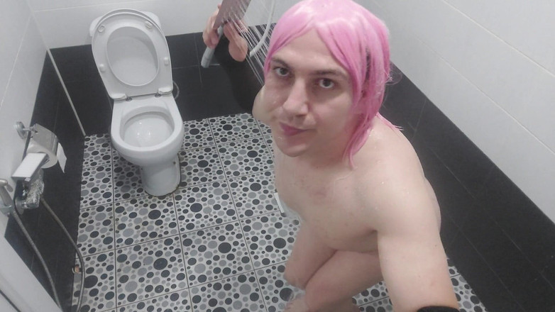 Kitty_Cross: Ass Shemale White smaskiga kurviga kropp flirtar på golvet i...