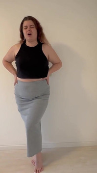 Tight Skirt Gassy Farts in Long Skirt