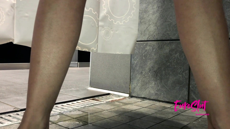 Euroslut: Risky locker room shower pissing masturbation (ES134)