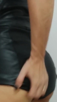Big Ass MILF in Leather Booty Shorts