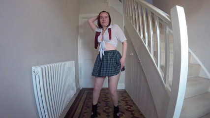Littlevixen: Naughty Girl in Uniform Strips in Pantyhose