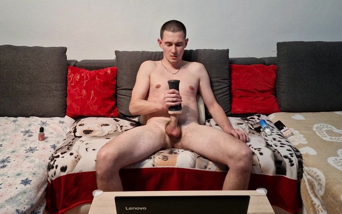 FM Records: Naughty daddy plays with himself while watching porn on a...