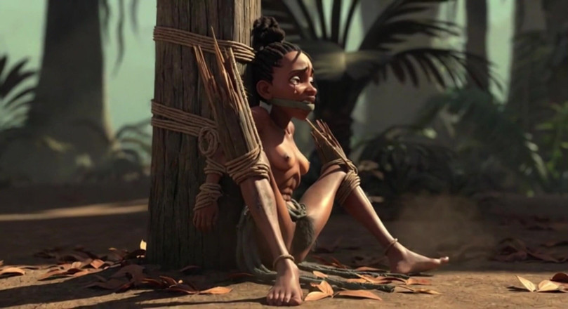 YOUR BEST FANTASY: African Girl Bound in Rope Bondage - Hairy Wet Pussy Craving...