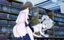Hentai Smash: Barbara rides Futa Lisa’s dick in the library until she...
