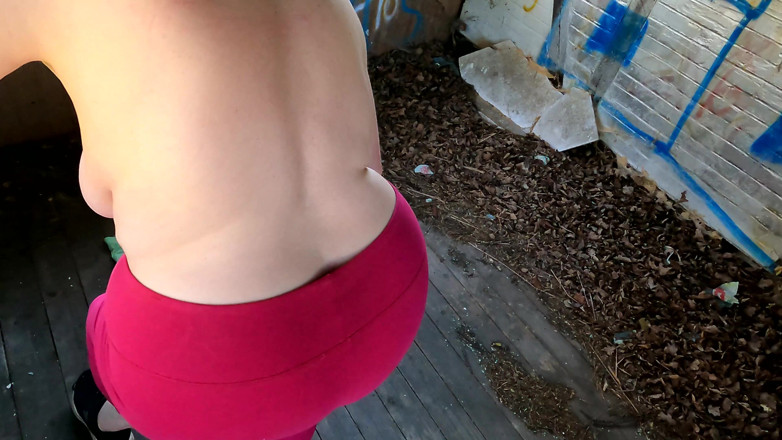 Bouncy Tits Action: Kneel Naked on the Porch I'll Spank Your Ass