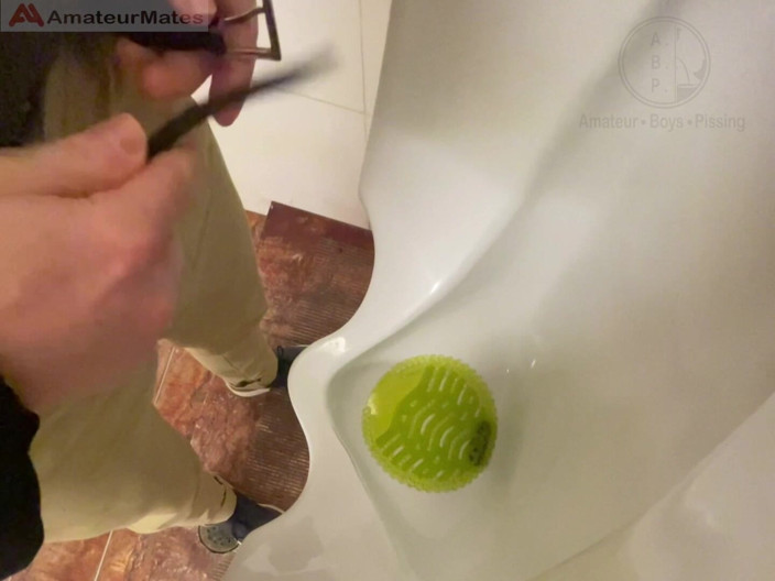 AmateurBoysPissing: Amateur Redhead Guy Caught Pissing in a Public Toilet's Urinal -...