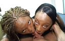 Hot and Wet: Black skank duo give interracial BJ then get their faces...