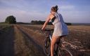 Teasecombo 4K: Cycling Outdoors and Flashing Ass in Miniskirt