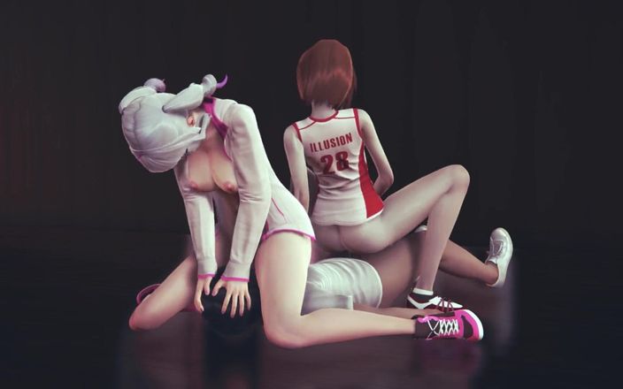 Waifu club 3D: Two Girls Fuck the Coach in the Gym