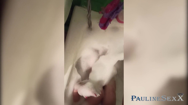 PaulineSexX: Babe fingering pussy in the bathroom and fucking her stepsister's...