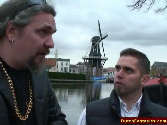 Dutch Fantasies: Sexy brunette babe sucks guy's cock