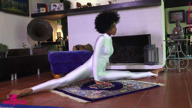 Gymnastic: Acrobatics in a White Zentai Catsuit