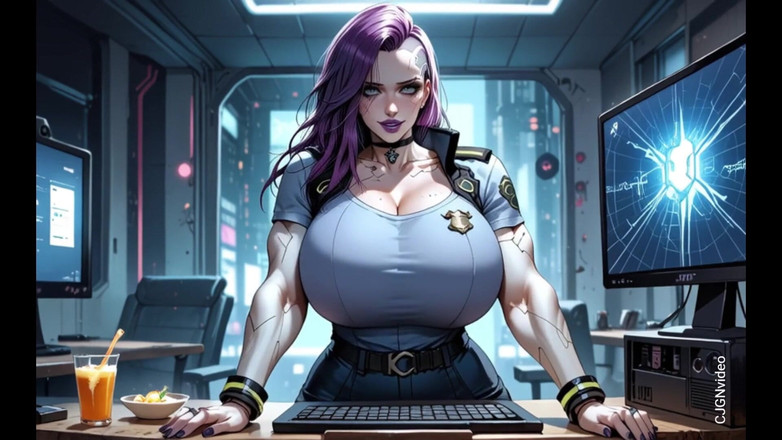 Hot girl dancing: Дівчина з кіберпанком роздягається в офісі (ai анімація)