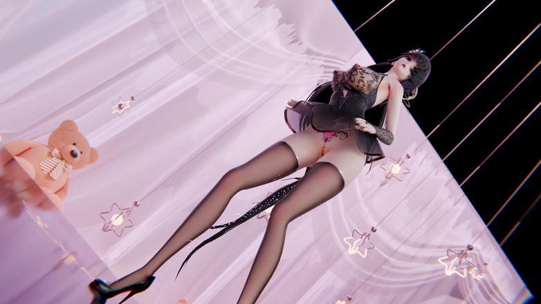 MikuMotion: [mmd] 부티크 실례 음란한 대사; 스트립쇼; 검은 실크; 물 분무