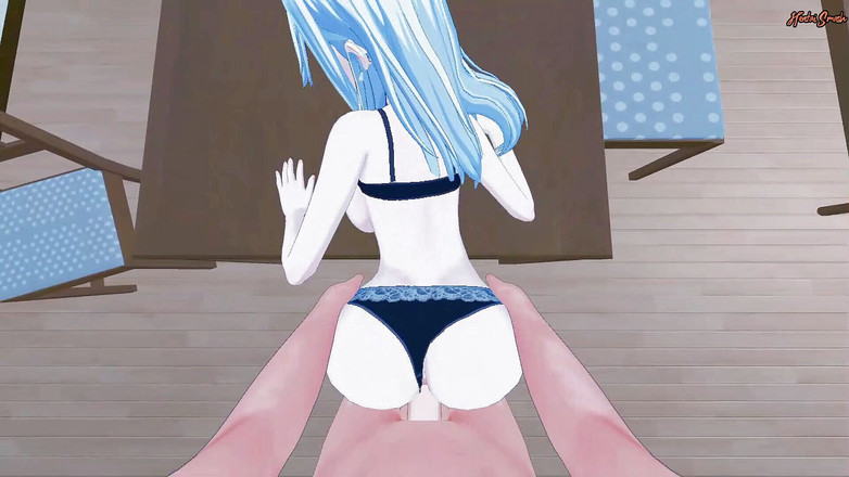 Hentai Smash: Sae Niijima má nohy roztažené na stole z vašeho POV -...