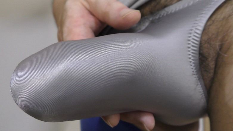 LovePantyBoy: Blue Leggings &amp; Silver Satin Panties
