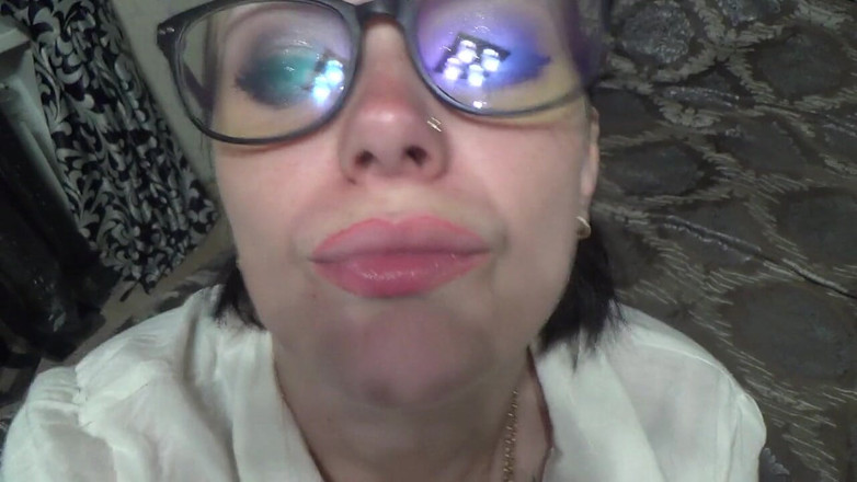 Goddess Misha Goldy: Two business women taunt you with their mouths &amp; tongues before...