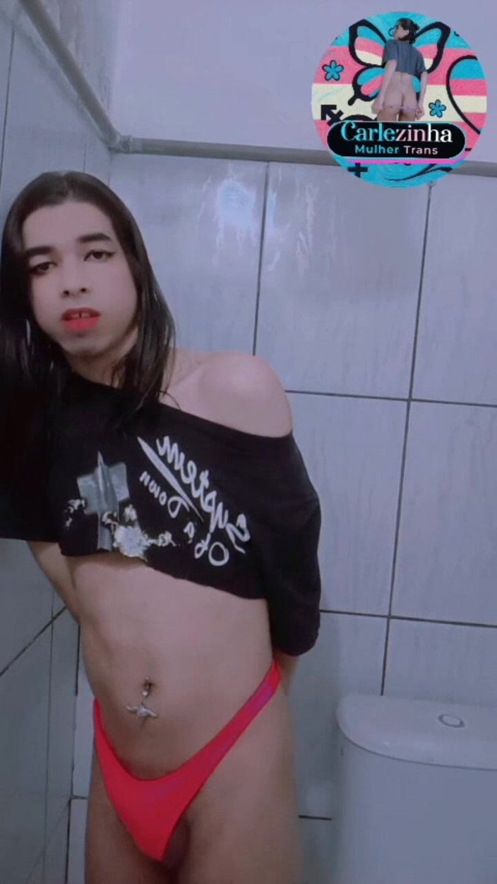Srta. Carla: Carlezinha - Beautiful Slut in Panties Tucked in Delicate Soft Cock...