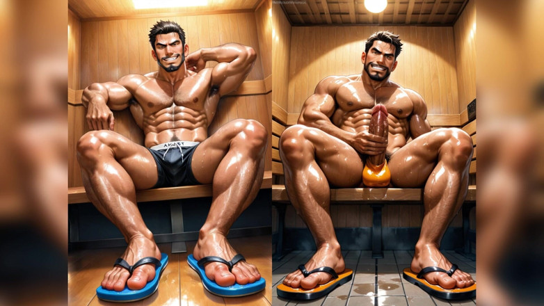 AI gay porn: Big Dick Hunk Fuck with Dildo