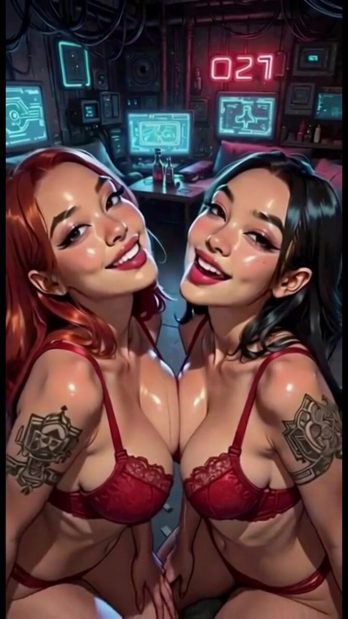 Hot girl dancing: Cute Lesbians Tongue and Kiss Fetish, Ai Animation