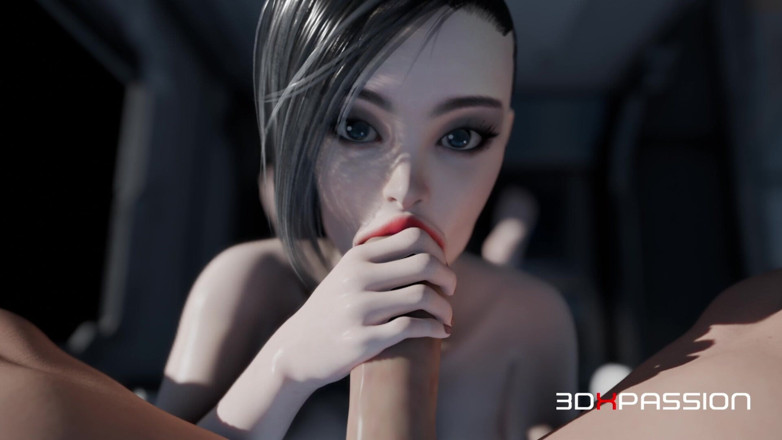 3dxpassion-transgender: Zero-g Temptation - a Futanari Kaelen Plays with a Brunette on...