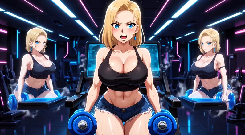 Stories&Anime: Android 18 Hentai palestra stuzzica - grandi tette rimbalzano culo enorme chiacchiere...