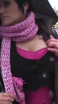 Busty slut in stockings gaping and fingering her pierced pussy