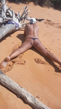 Ladysilva on the Beach in Panties Tanning Her Hot Ass