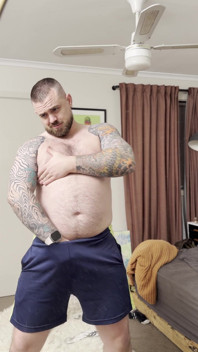 Chubby Bear Plays with His Cock and Belly