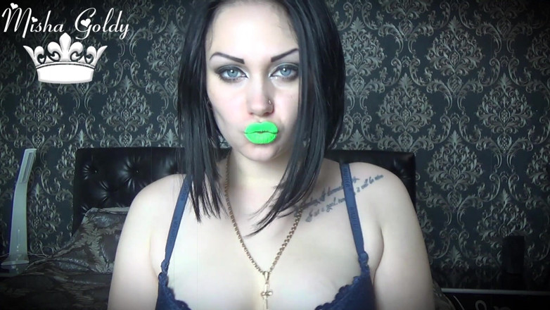 Goddess Misha Goldy: Neon màu xanh lá cây son môi nô lệ tôn...