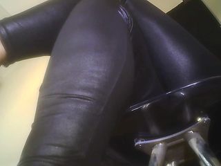 Pov legs: Playing in Black Thight Pants Slomo Thick Calves Shake and...