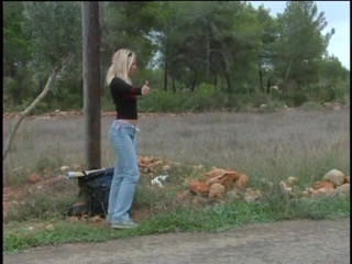 Lucky Cooch: Gorgeous blonde beauty is looking for a ride
