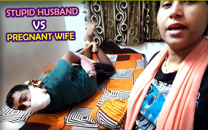 Selfgags femdom bondage: Hloupý manžel svázaný a roubík těhotnou manželkou: femdom ponížení zachyceno...