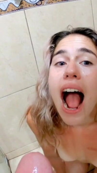 Drinking Pee Yellow and Cum Swallow - Bathroom