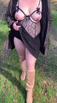 Slave Girl Walks Outdoors Almost Naked.