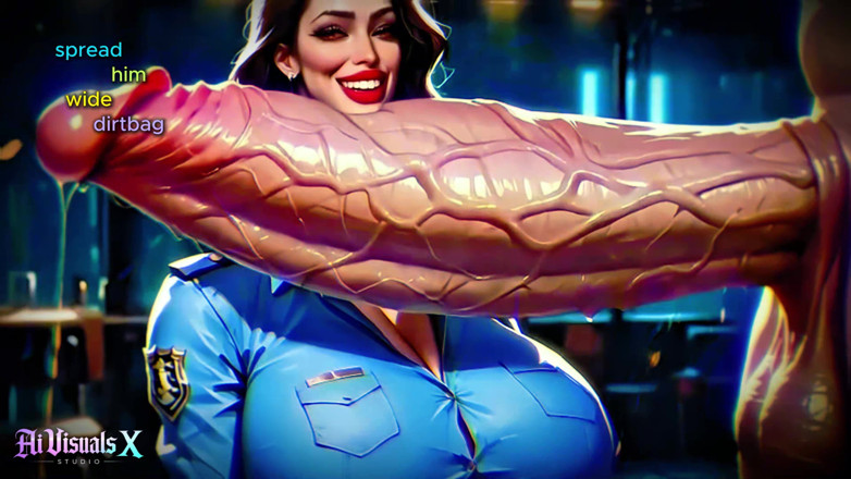 AI Visuals X: Vollbusige polizei, MILf sPH, während sie über monsterschwänze fantasiert (innere Monolog-fantasie)