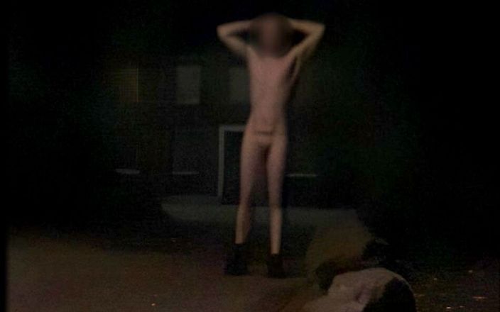 Tobi: Naked on Street in Village at Night. Nude Young Tobi...