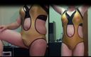 Tobi: Fake Boobs E-cup: Wet Sheer Swimsuit Over Big Strapon Tits....
