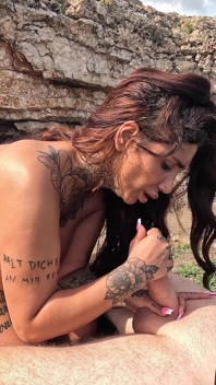 Outdoor Cliff Fisting Gape - Tattooed Slut Stretched Wide Open