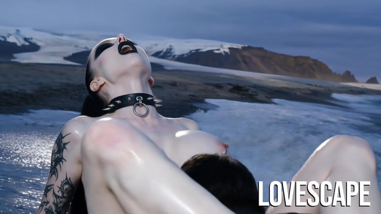 Lovescape: Vollbusige goth hämmert am eisigen strand (ai)