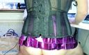 One2chris Gaystuff: CD Slut in Shiny Pink Skirt an Corrset Stretches an...