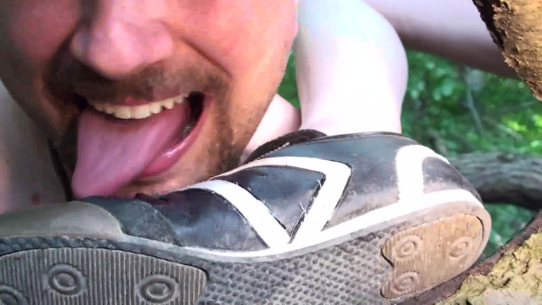 Foot Girls: Slave licks clean dirty shoes