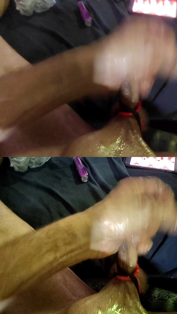 MRTHICK69: Masterbating with Cock Rings in Two Screens
