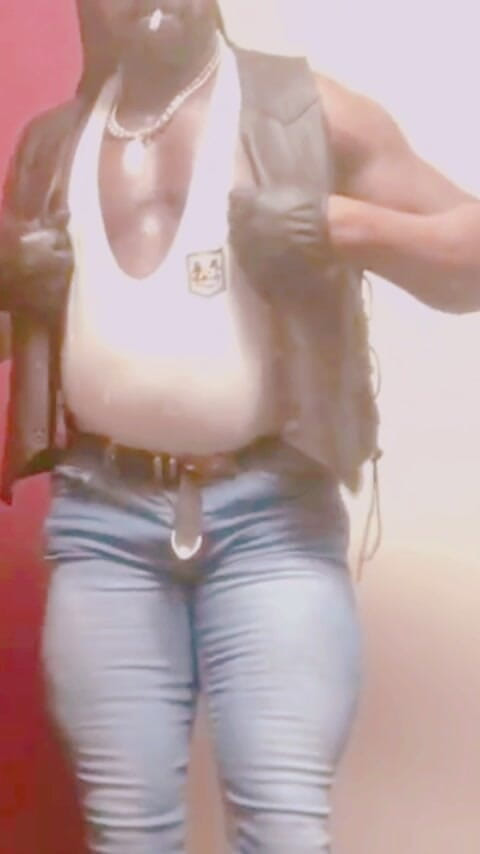 Black smoking muscle stepdad: Muscle Stud Leather Denim Boots Smoking Solo Titpig