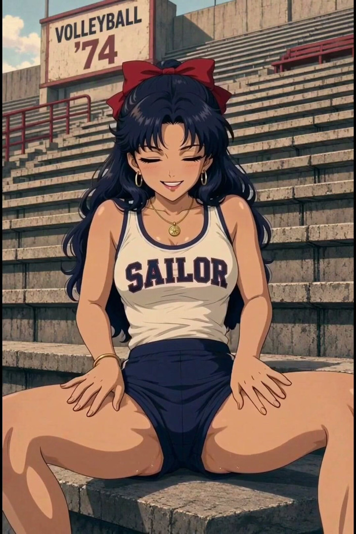 Wertstofsamler: 3D anime-team-matroos juicht op volleybalteam vanaf de tribunes