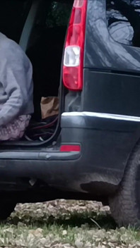 Transvestite Has Anal Orgasm on a Towbar Outdoors